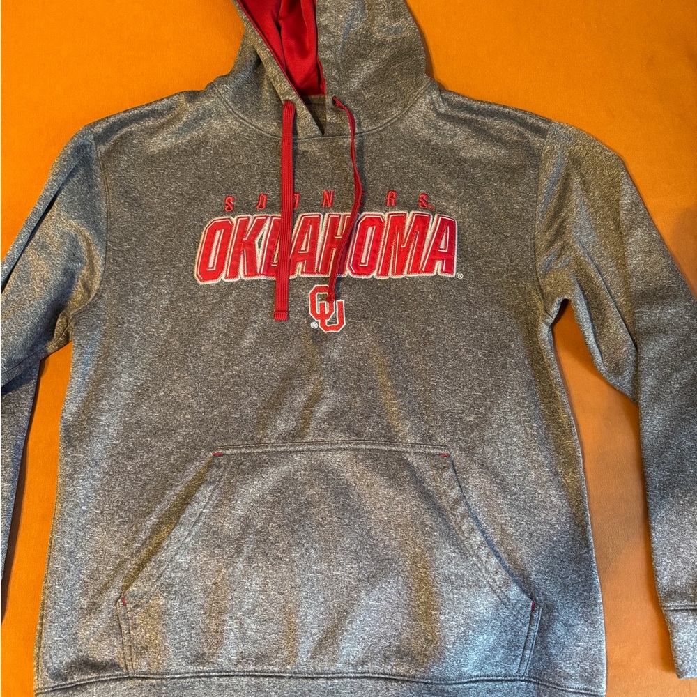 Gray Oklahoma Hoodie with Red Accents